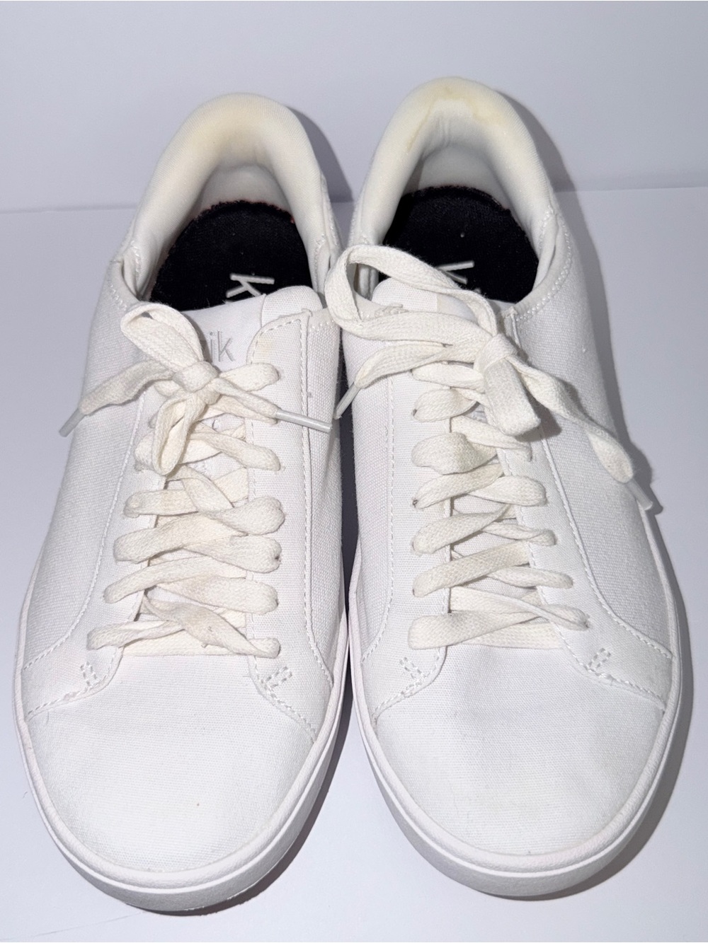 White Canvas Lace-Up Women's Sneakers